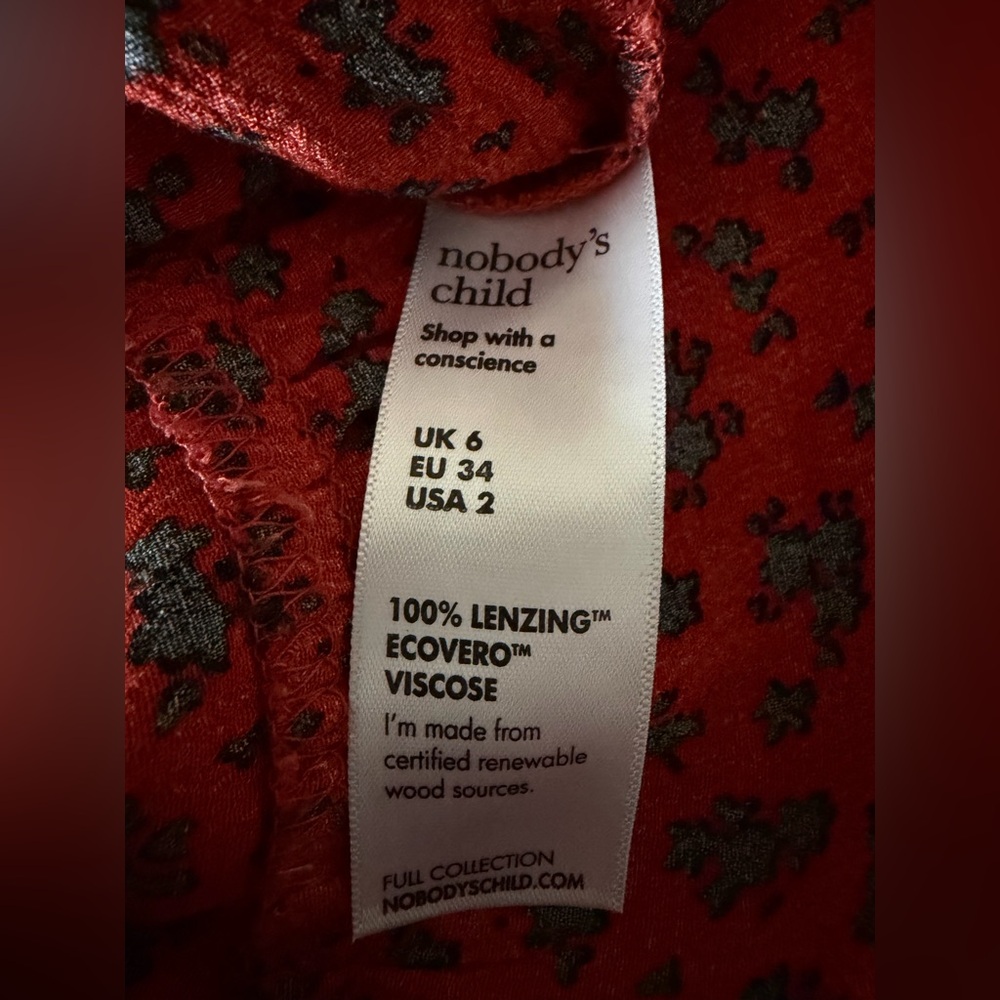 Nobody’s Child Red Floral Maxi Dress with Puff Sleeves Women’s Size 2 Small - Picture 8 of 13